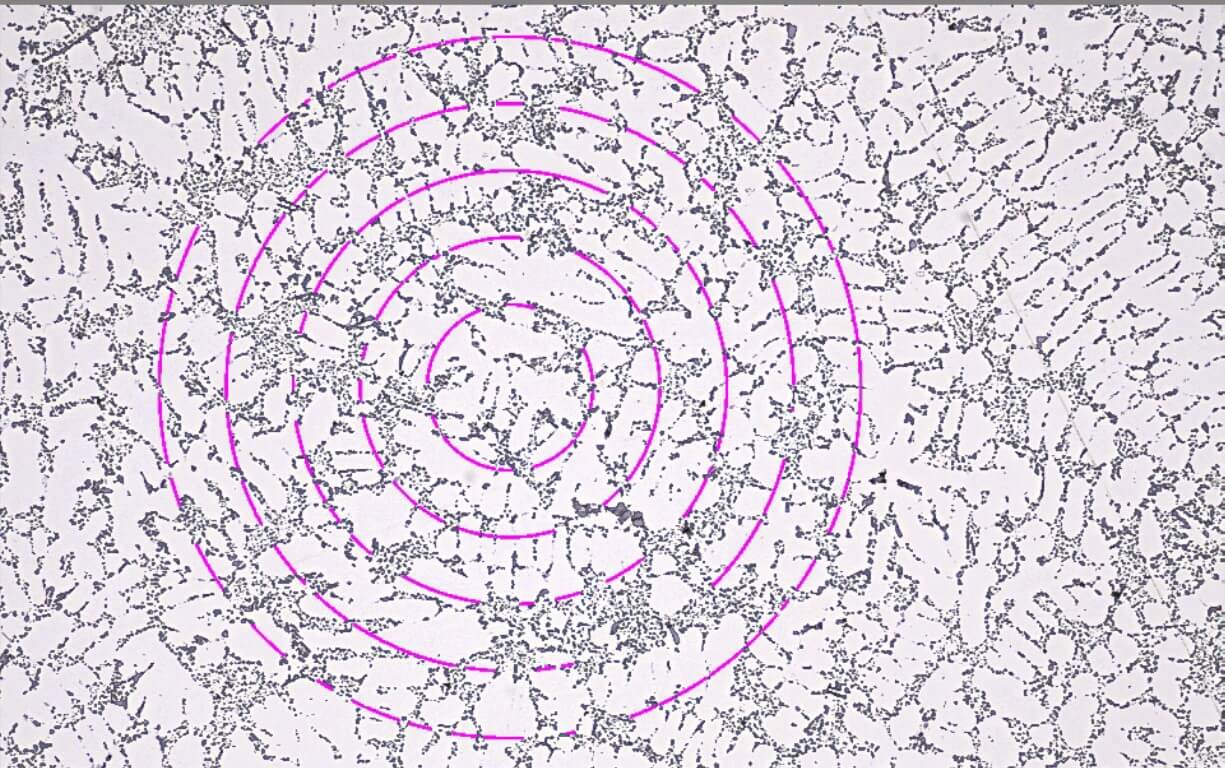 Mesure de l’espacement des bras dendritiques dans les alliages de métal coulé | Clemex