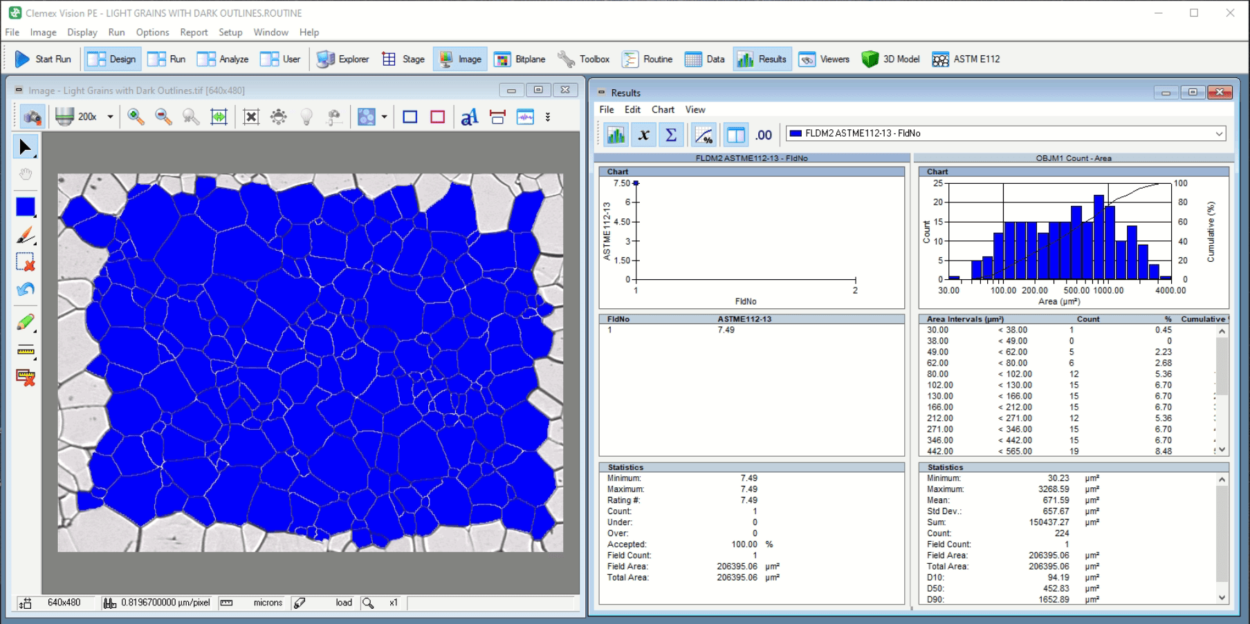 Clemex Studio für Metallographie-Anwendungen: Korngröße | Clemex